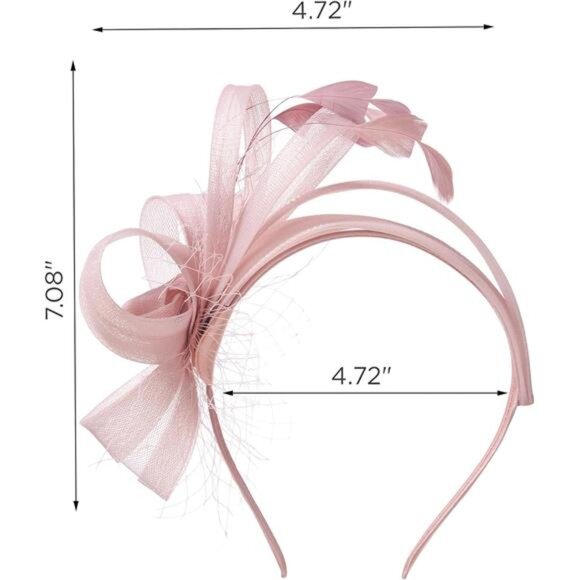 Fascinators Headband with Feather, Pink main image 5